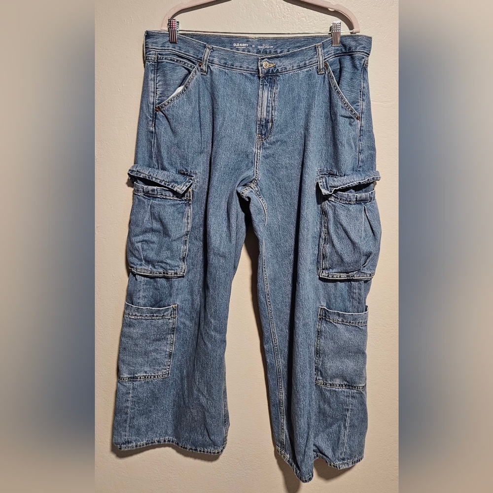 Old Navy Blue Flare Wide Leg Jeans - Picture 3 of 11